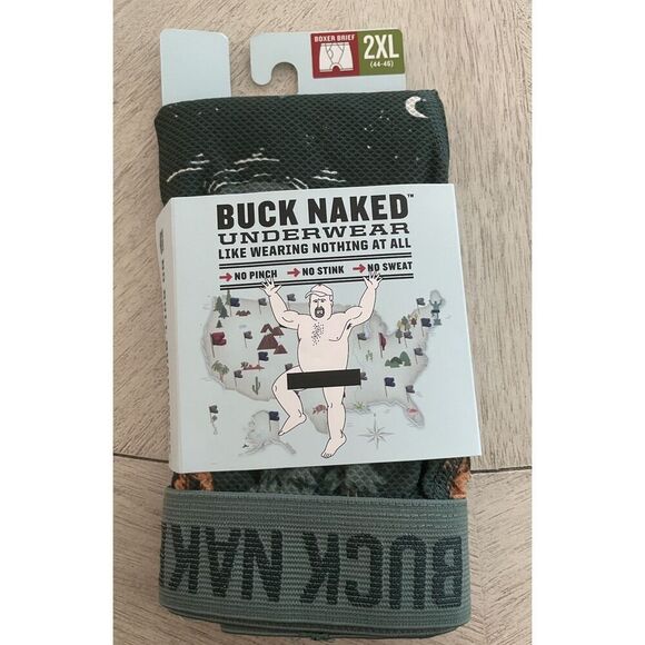 DULUTH Buck Naked Pattern Green Men’s Underwear Knit Boxer Brief 2XL- 1 Piece - Picture 1 of 4